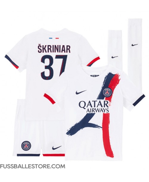 Günstige Paris Saint-Germain Milan Skriniar #37 Auswärts Trikotsatzt Kinder 2024-25 Kurzarm (+ Kurze Hosen)